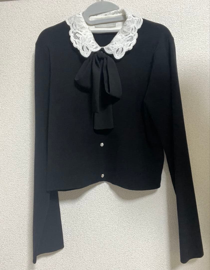 CELFORD デタッチャブルレースカラーカーディガン