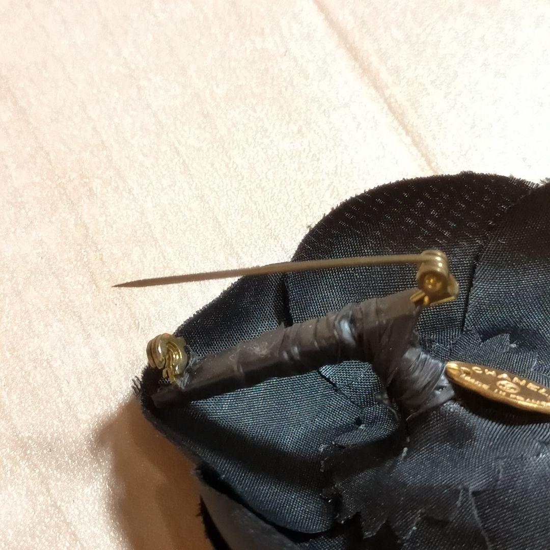 美品 CHANEL シャネル カメリア コサージュ ブローチ ブラック