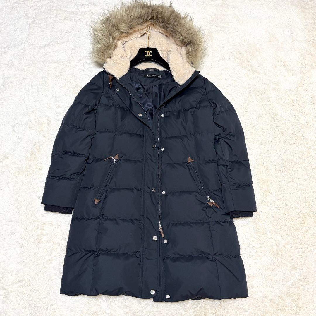 極美品✨ローレンラルフローレン ダウンコート ボア　ファー付 ネイビー S