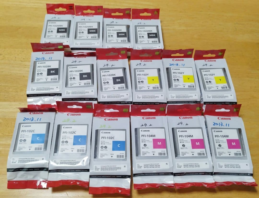 キヤノンCanonPFI-102MBK/BK/C/Y/104M16個セット