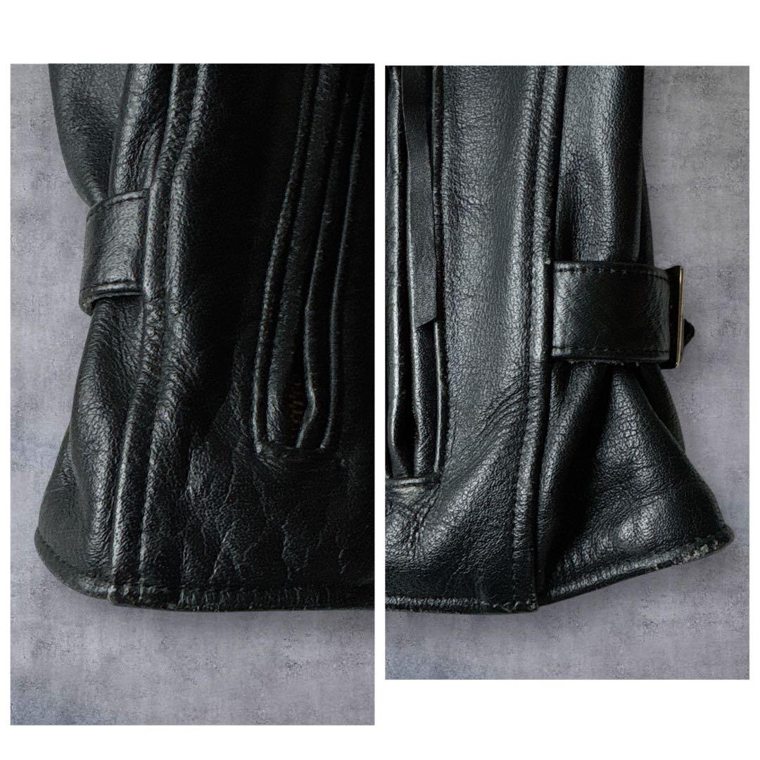 Red Buffレザージャケット 3L 本革 黒 ライナー付 キルティング 短丈