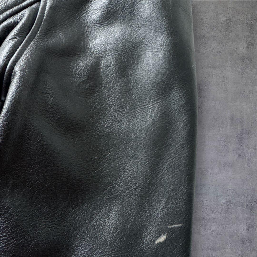 Red Buffレザージャケット 3L 本革 黒 ライナー付 キルティング 短丈