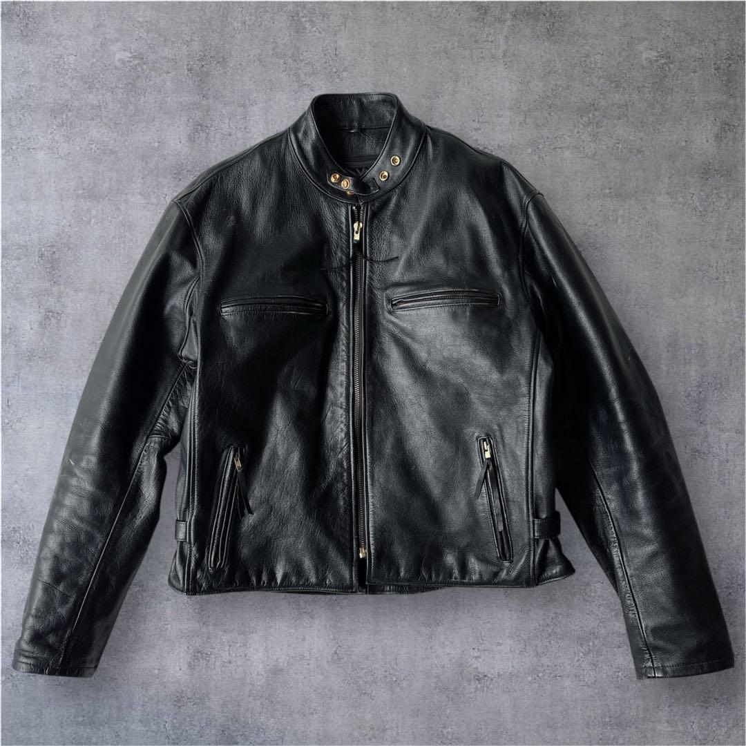 Red Buffレザージャケット 3L 本革 黒 ライナー付 キルティング 短丈