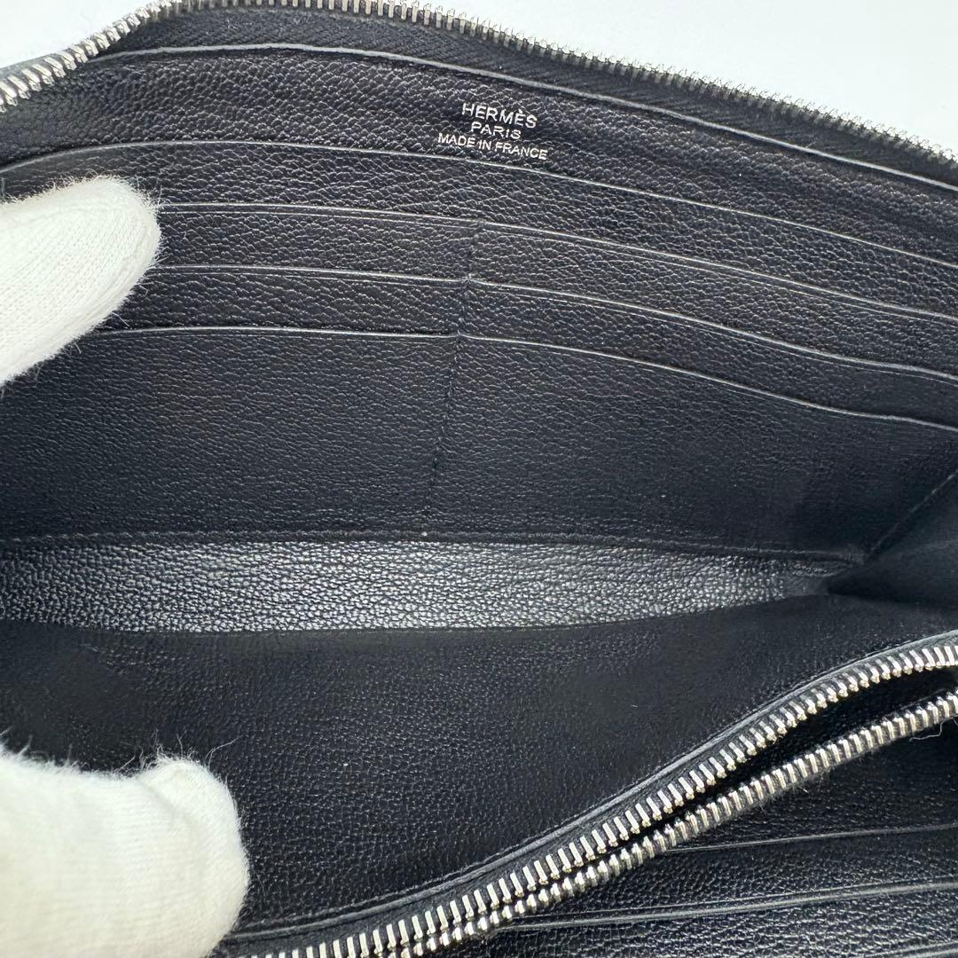 HERMES エルメス アザップロング 黒 オールレザー ブラック　長財布