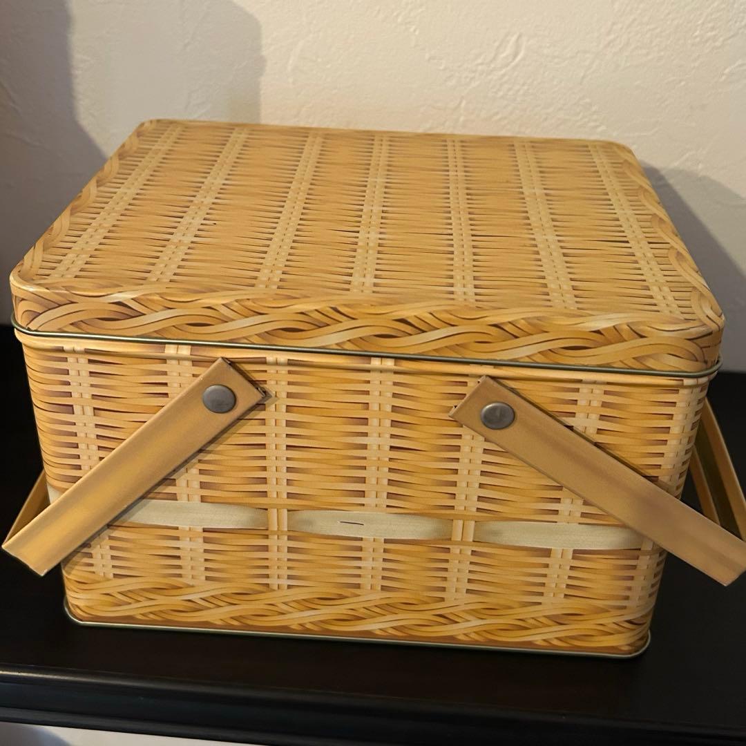 バスケット柄缶　4set かごバッグ　ティン