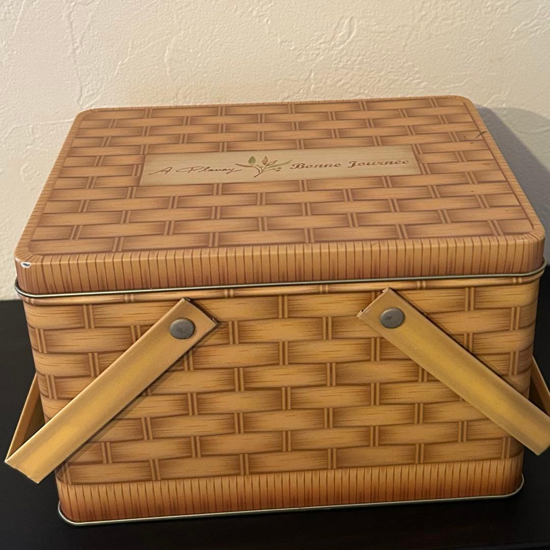 バスケット柄缶　4set かごバッグ　ティン