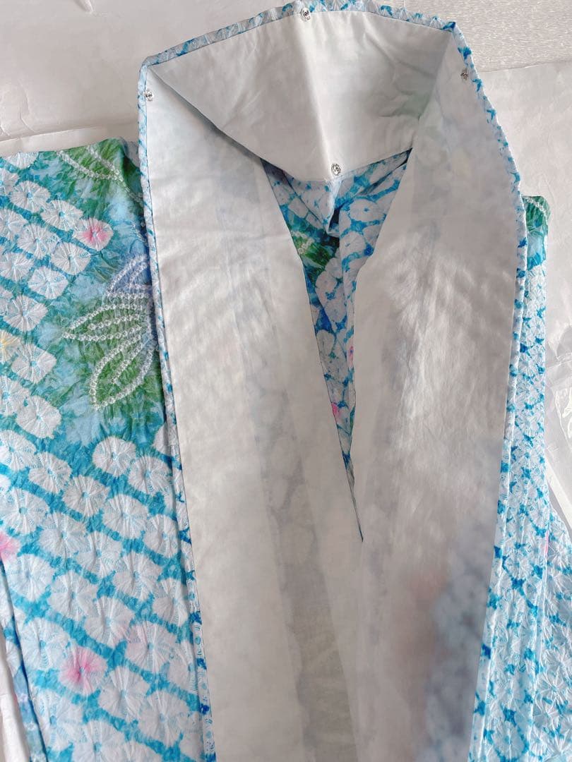 SALE価格❣️美品✨ 有松絞り 有松鳴海絞り 花模様 浴衣 紫陽花カラー