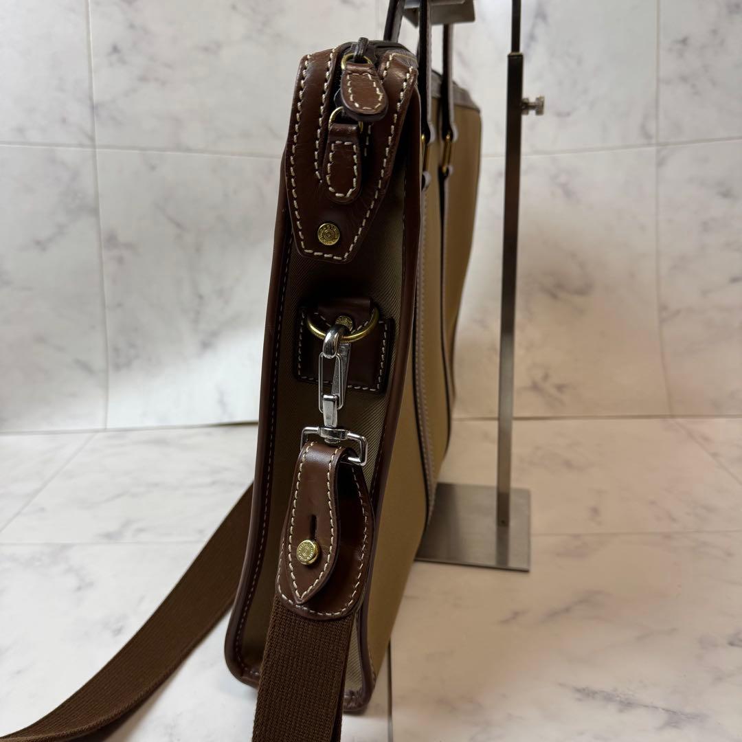 【美品】 HUNTING WORLD ブリーフケース 2WAY レザー カーキ