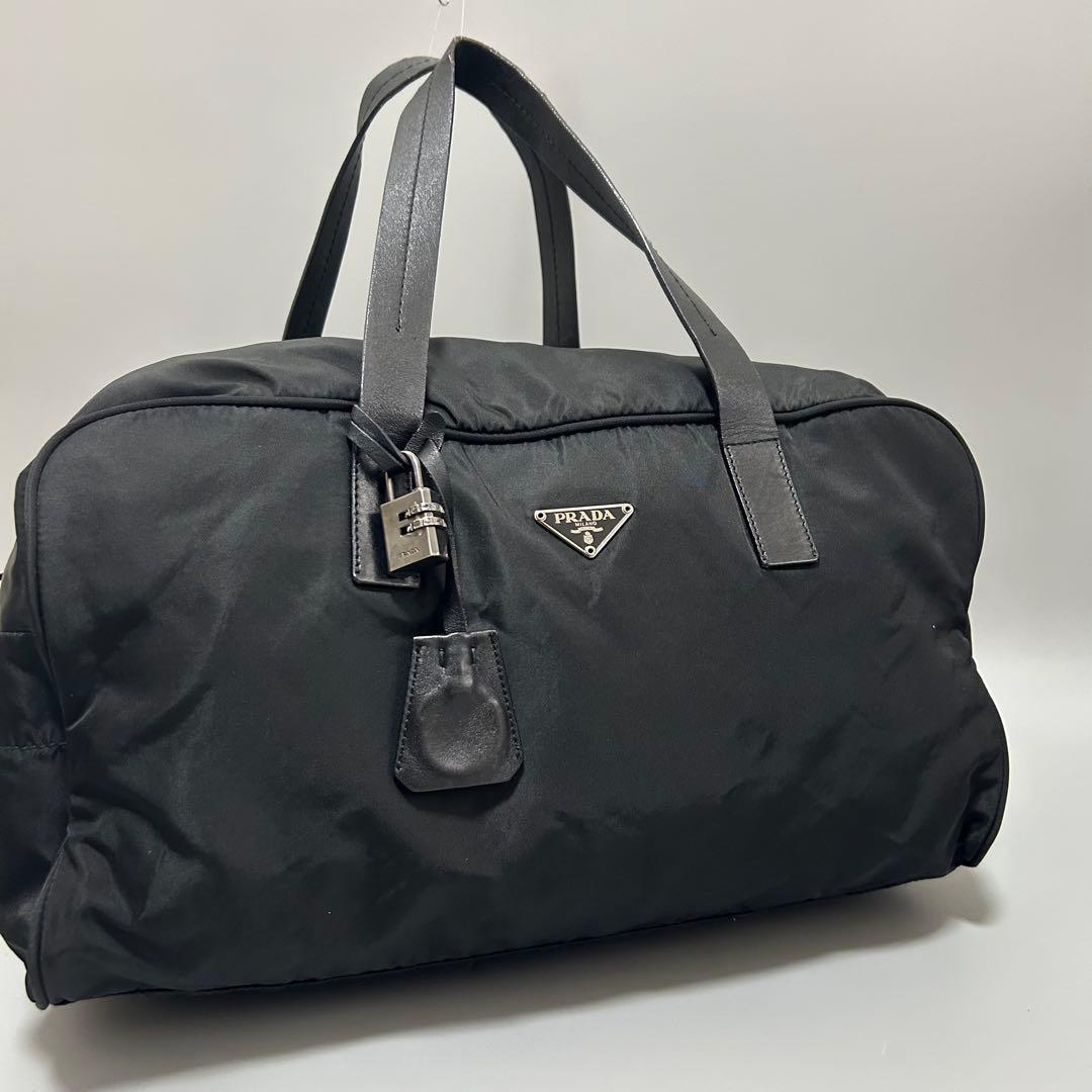 PRADA プラダ 三角プレート ボストンバッグ トラベルバッグ 黒色