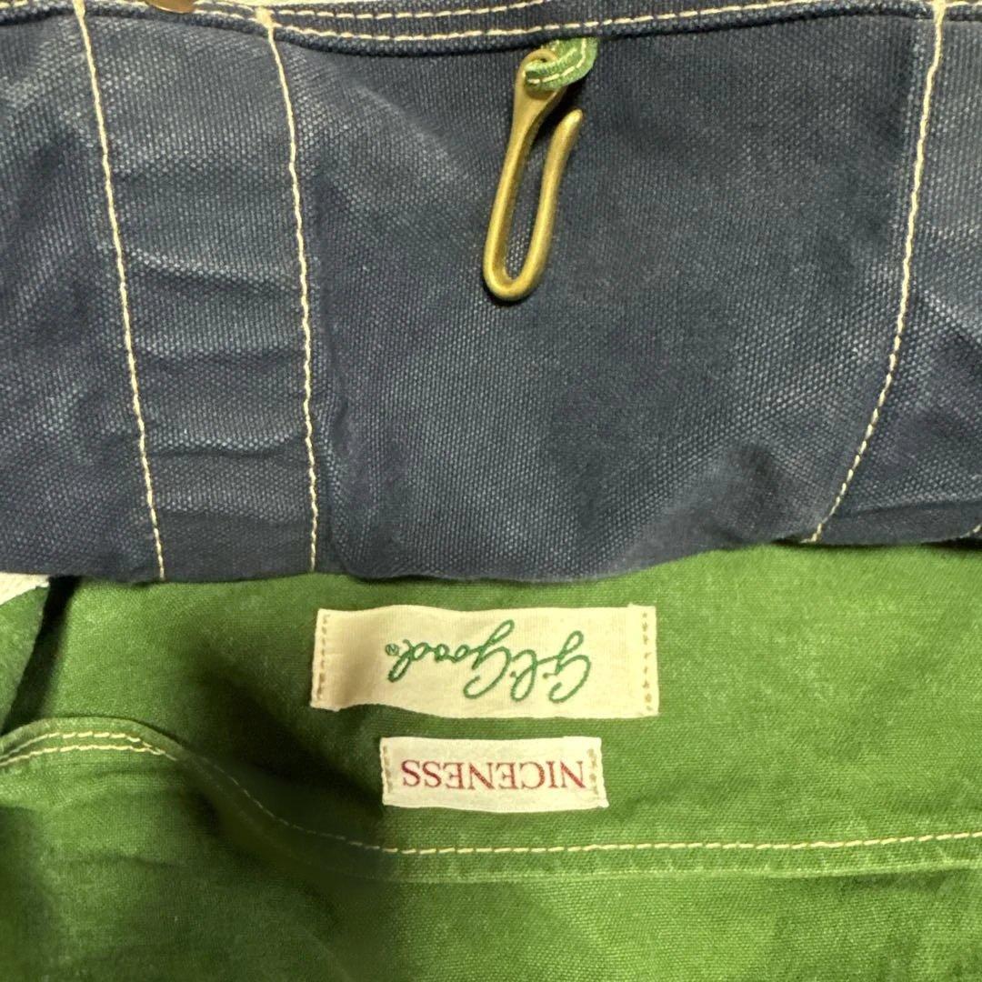 NICENESS ナイスネス　ネイビー グリーン ショルダー　トートバッグ