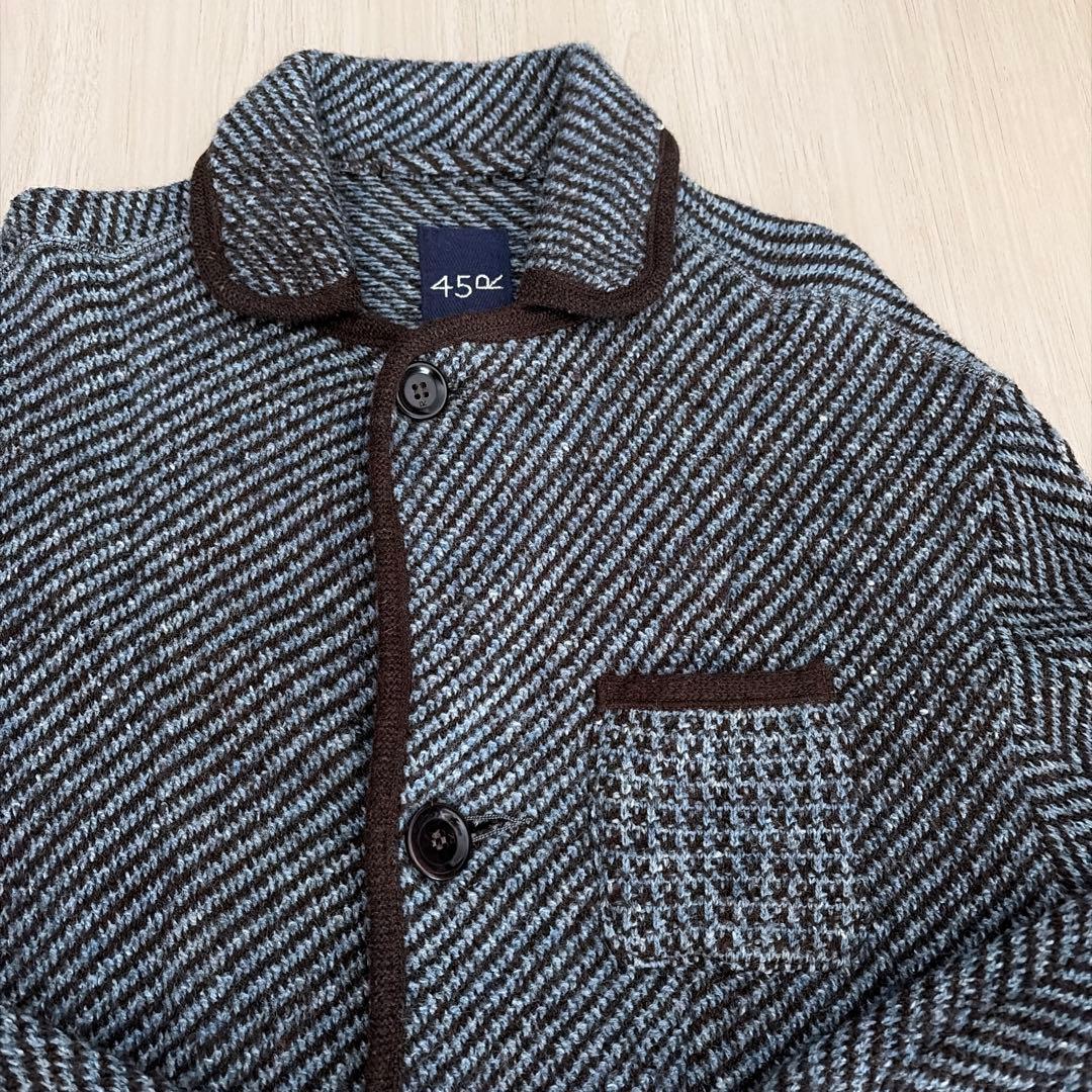 45R ヘリンボーン柄 ニットジャケット