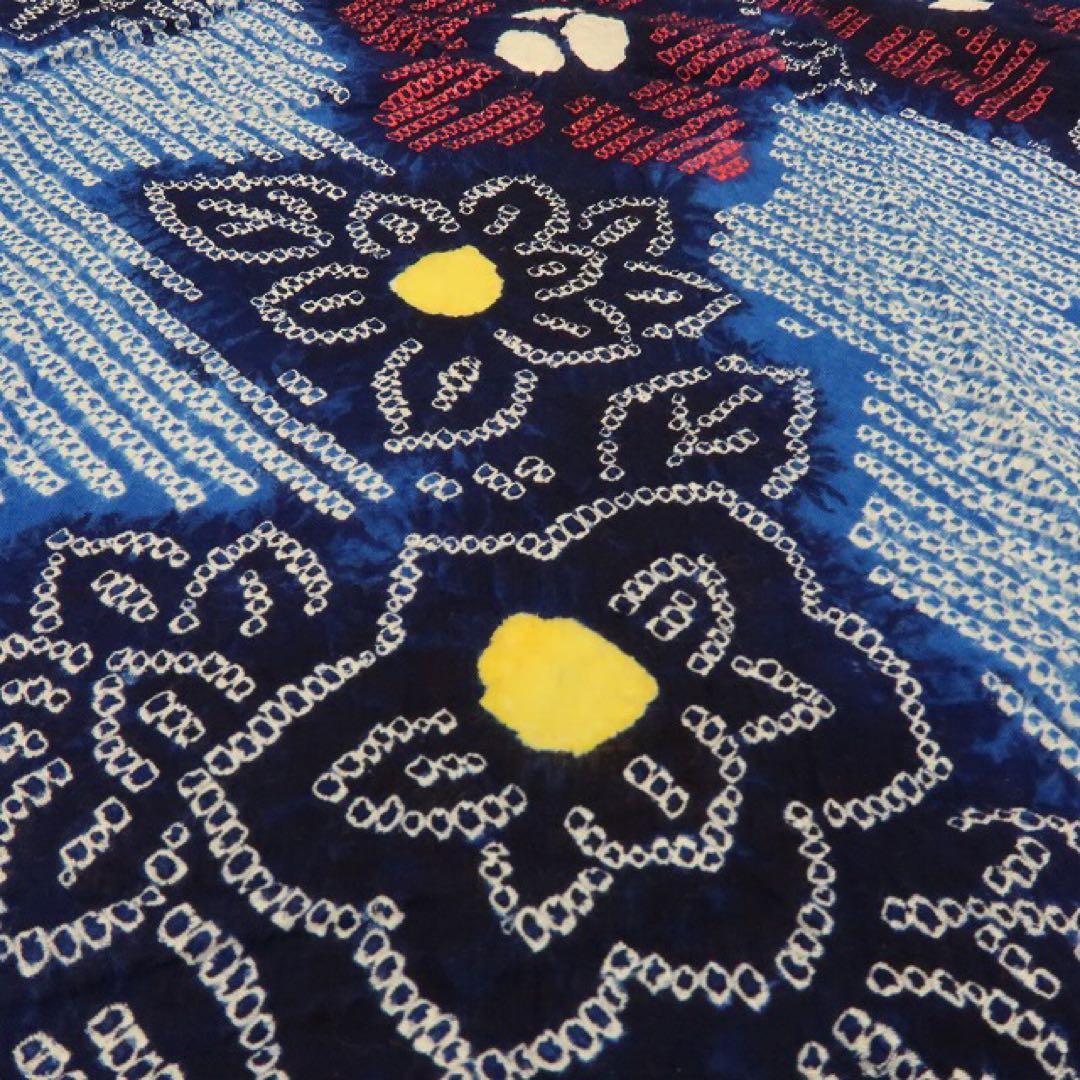 美品未着用 有松鳴海絞り 桔梗 綿 高級浴衣 着物 A3106