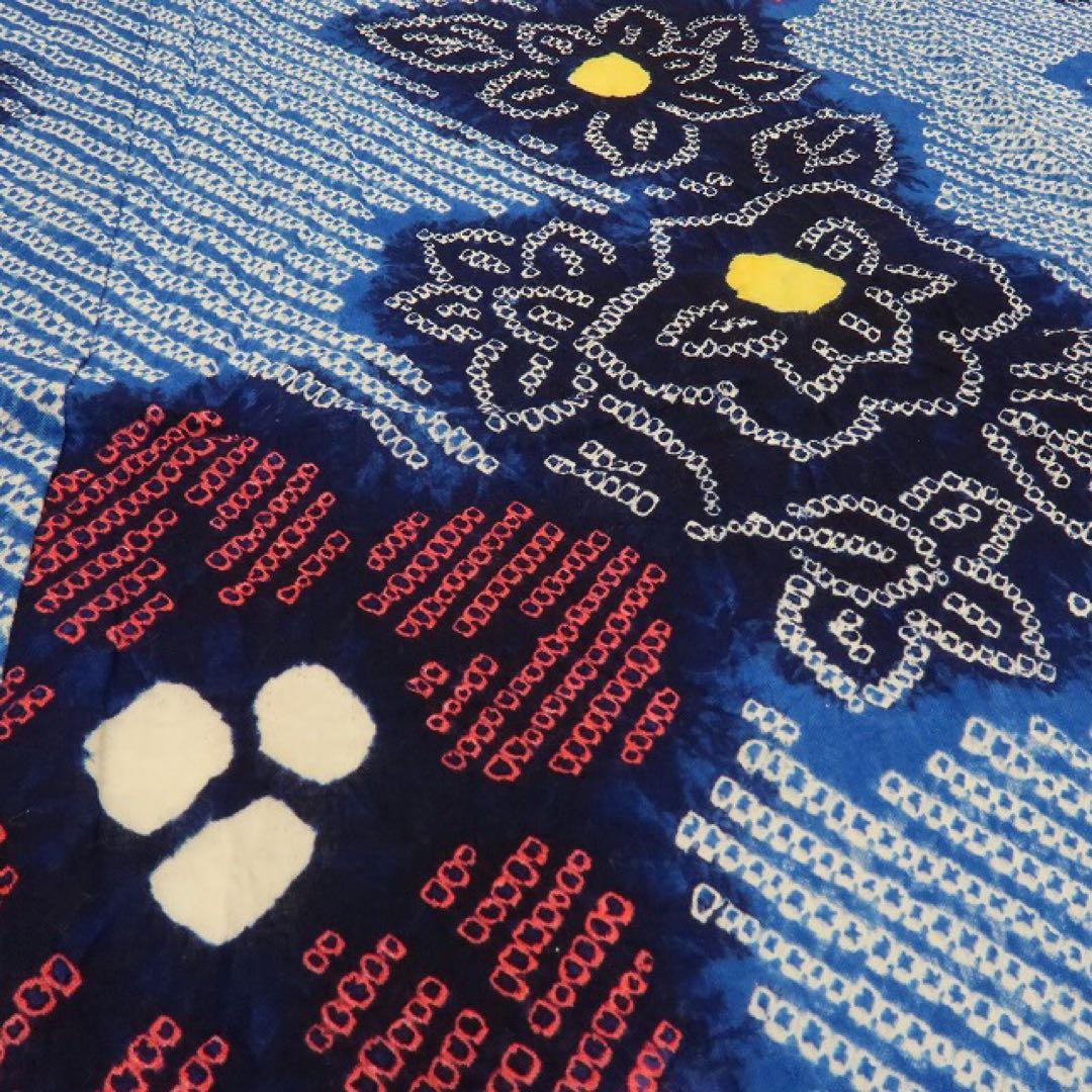 美品未着用 有松鳴海絞り 桔梗 綿 高級浴衣 着物 A3106