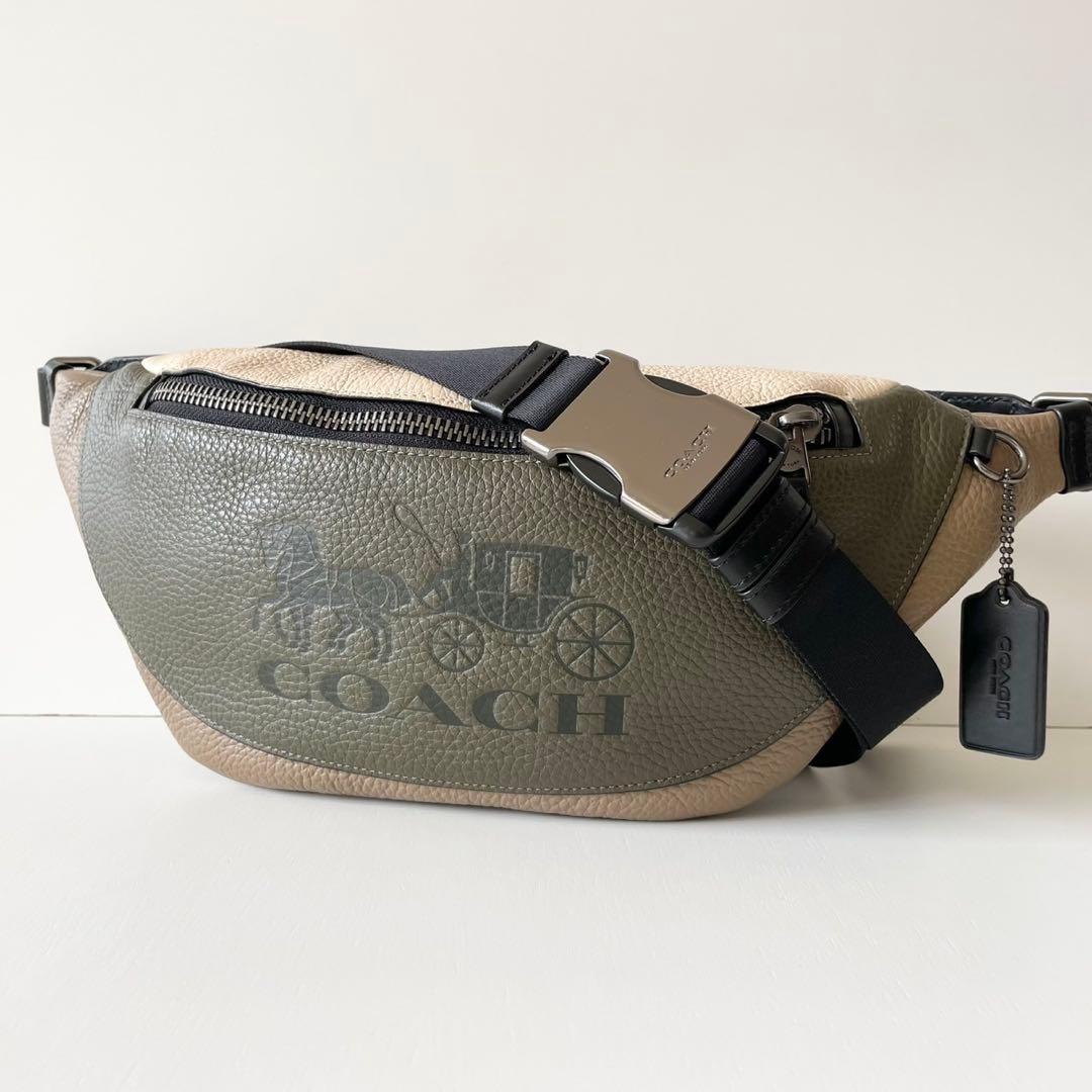 【ほぼ新品】COACH メンズ ボディバッグ ワーレン 本革 馬車