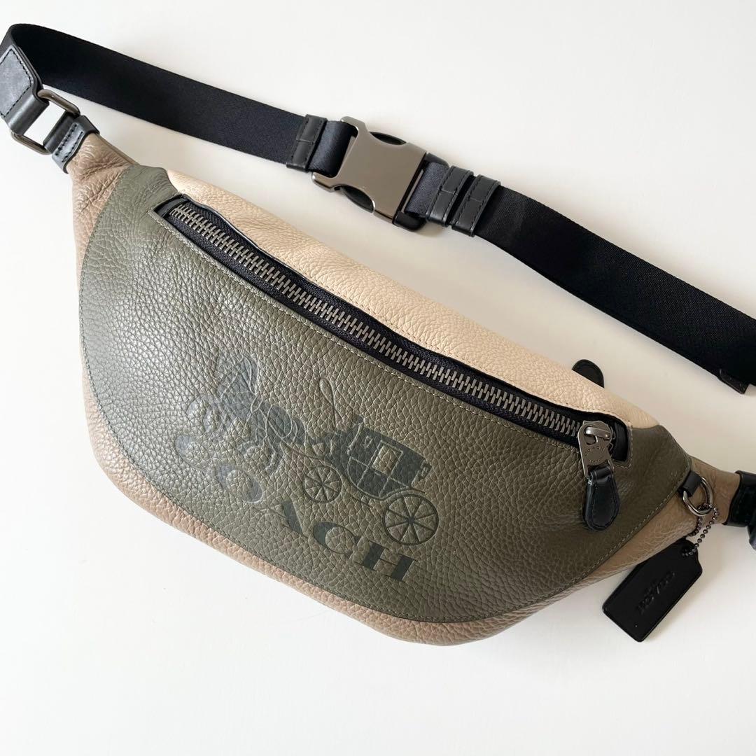 【ほぼ新品】COACH メンズ ボディバッグ ワーレン 本革 馬車