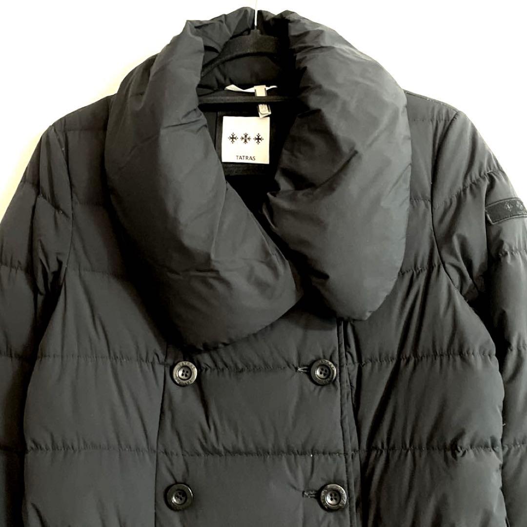 【美品】TATRASタトラス ダウンコート 女優襟 Aライン ベルト ブラックM