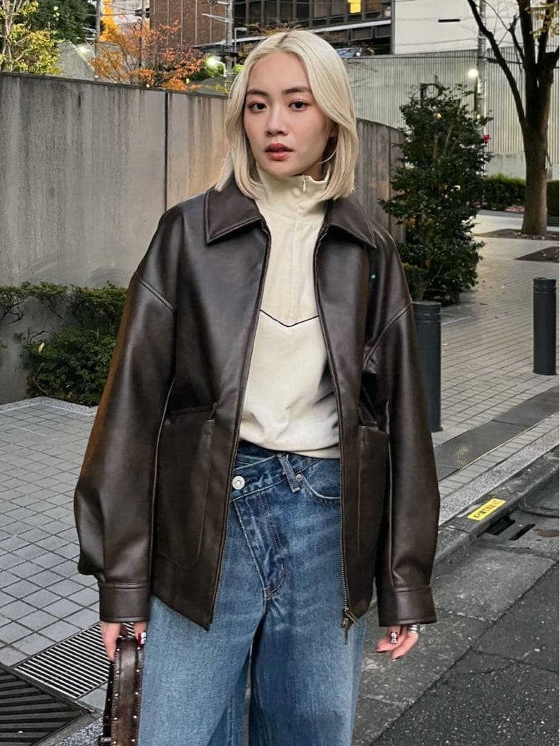 【新品】moussyCROSSWAIST ワイド ストレートデニム0ダークブルー