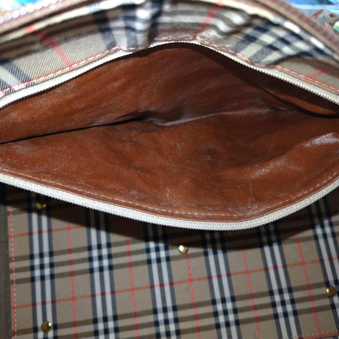 バーバリーズ ミニボストンバッグ レザー ブラウン シボ革 自立 希少 レザー