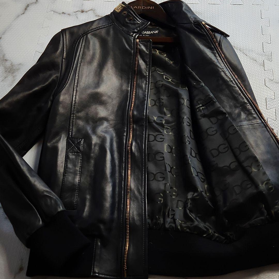 極美品✨ドルチェ&ガッバーナ ライダースジャケット DG金具 ラムレザー