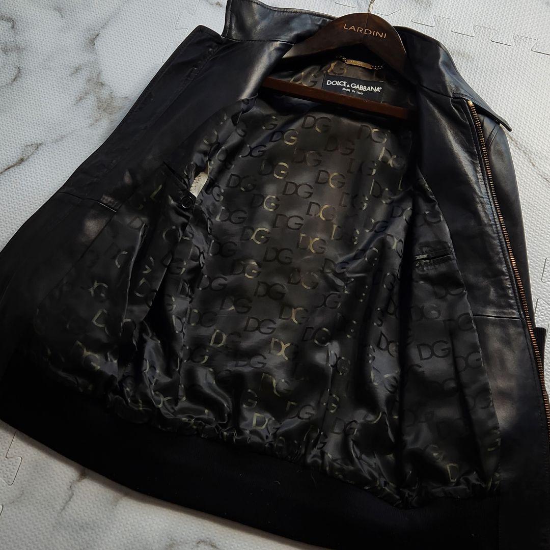 極美品✨ドルチェ&ガッバーナ ライダースジャケット DG金具 ラムレザー