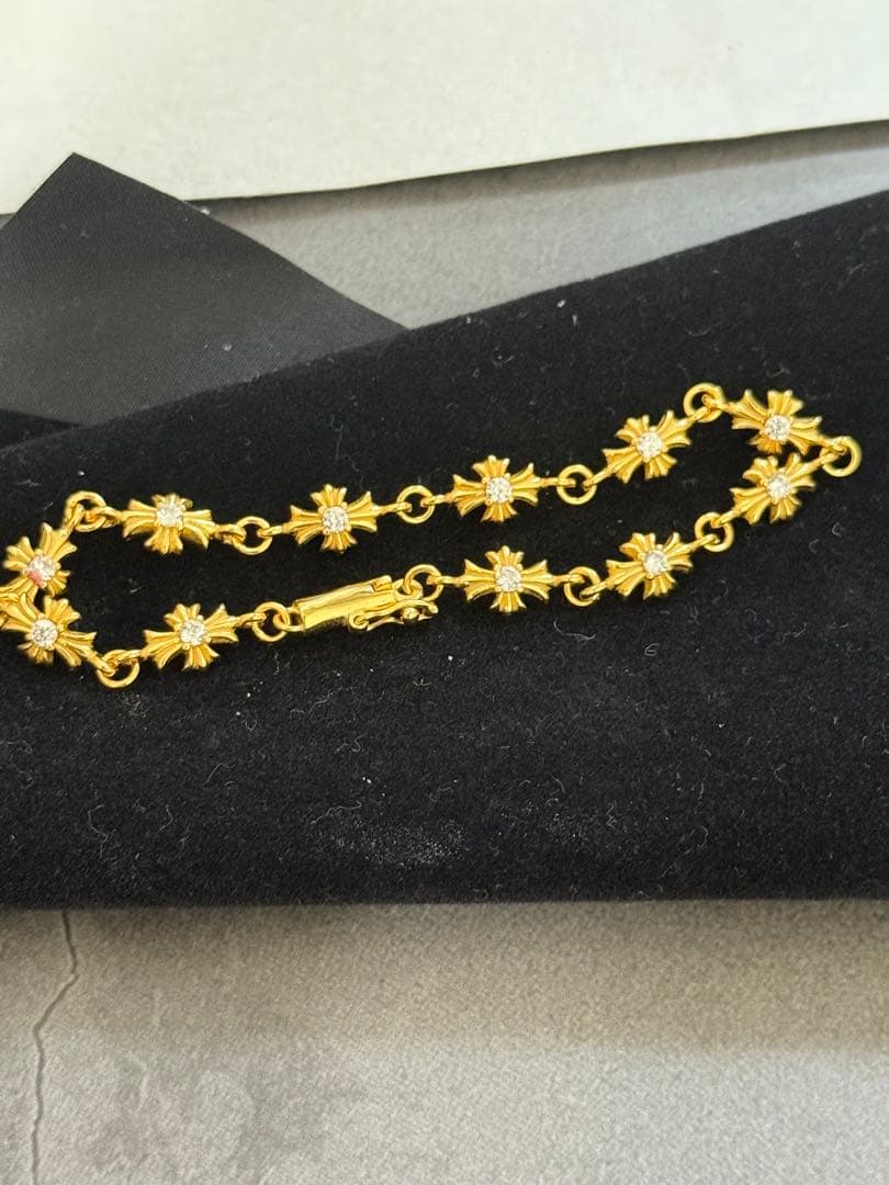 シルバー925ゴールド クロスブレスレット タイニークロスブレスレット