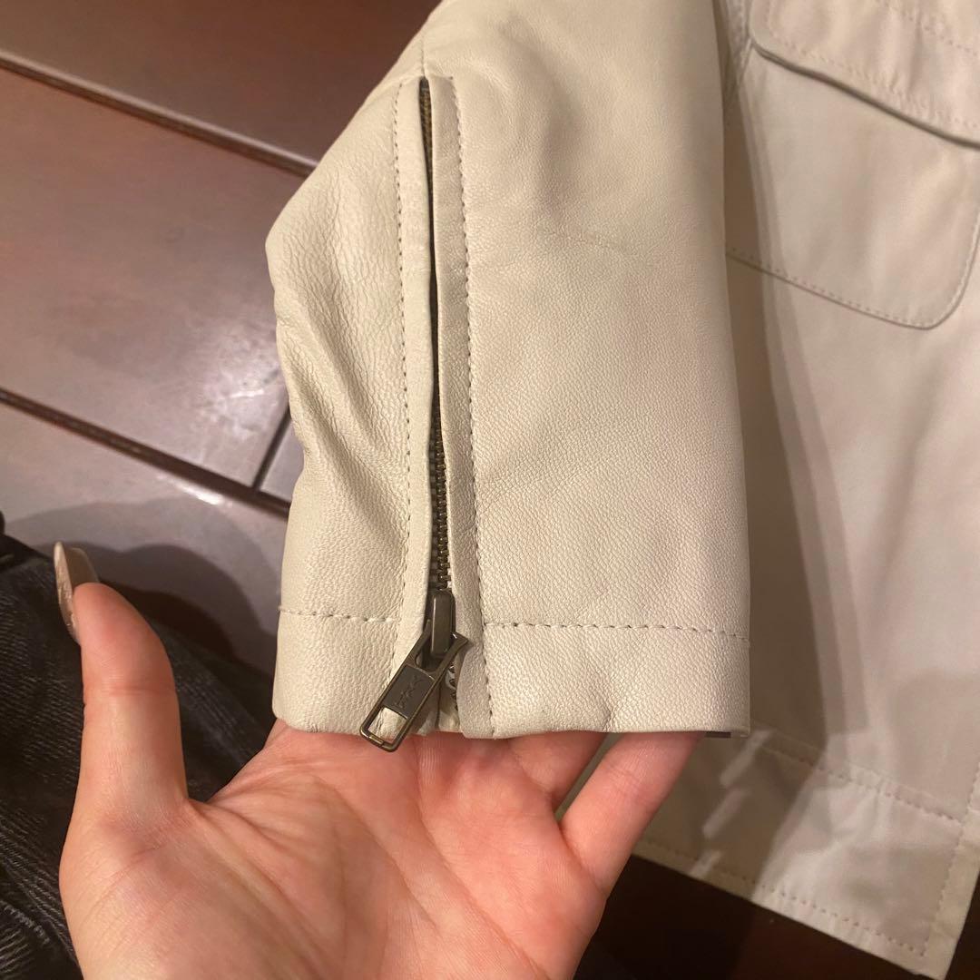 ［希少］【Gabriel】羊革シングルライダース 白 オフホワイト