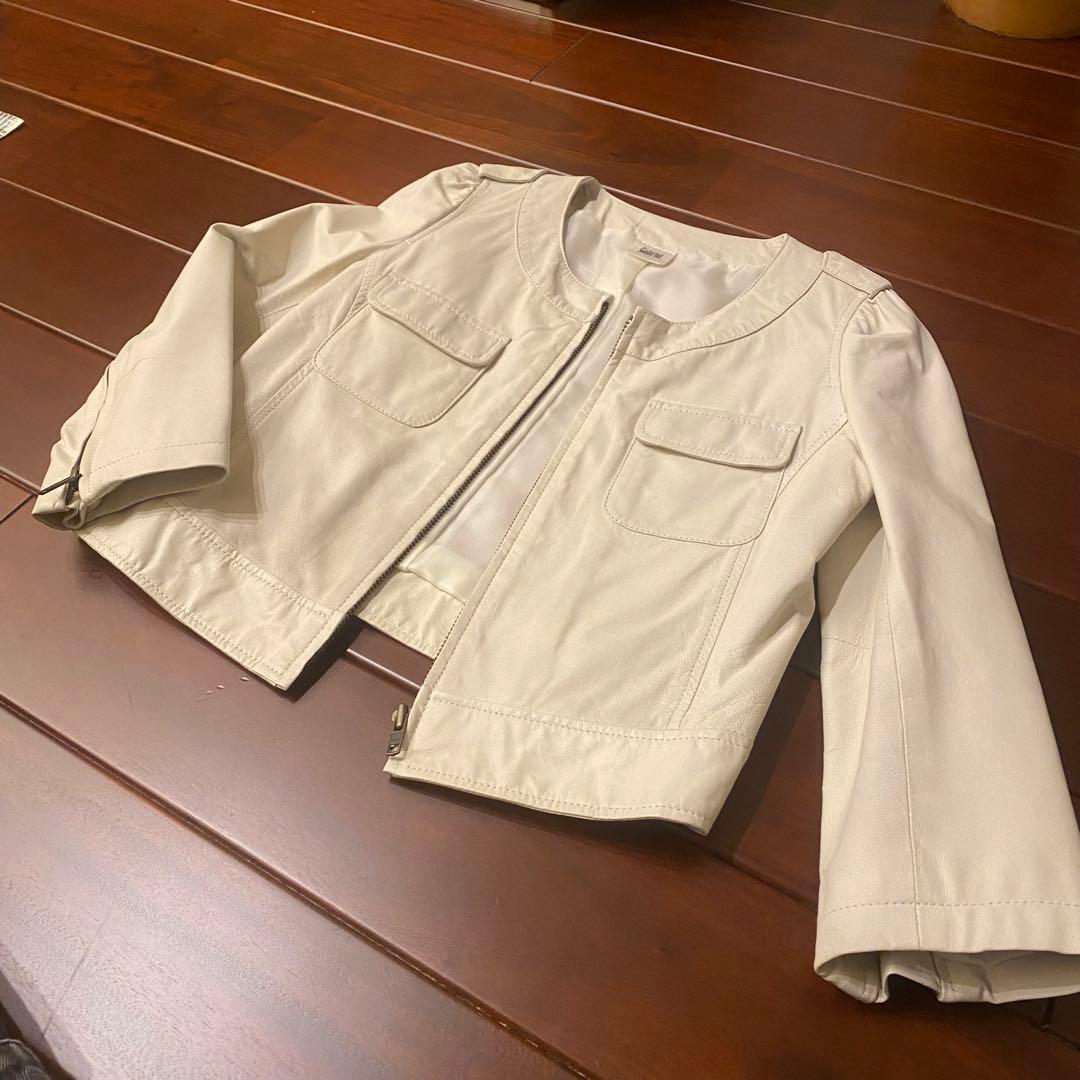 ［希少］【Gabriel】羊革シングルライダース 白 オフホワイト