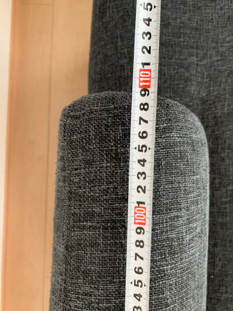 ダークグレー 布製カーブ型ソファ 2人用