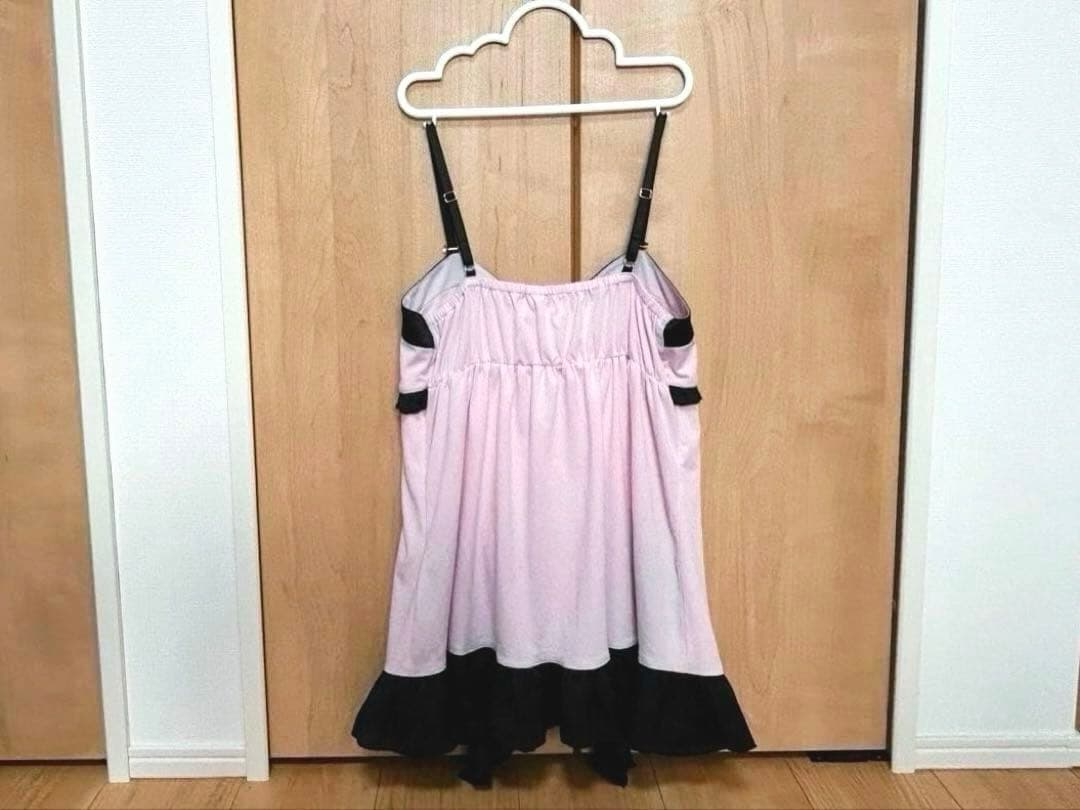 GOLDS♡肩紐ビジュー付き♡サテン×シフォン♡ラッフルフリルキャミトップスPK