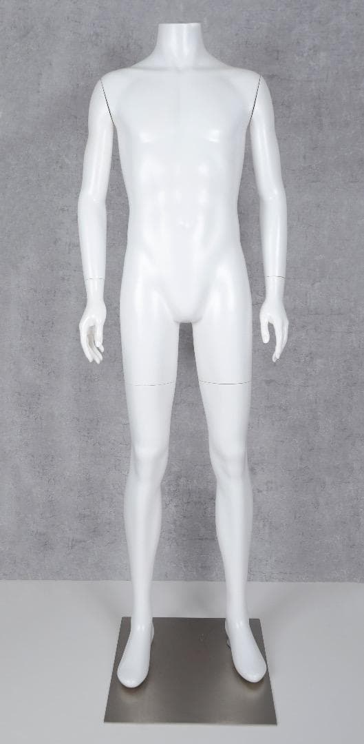 メンズ ヘッドレスマネキン 白 男性 樹脂製 軽量 細マッチョ ボディ 紳士全身