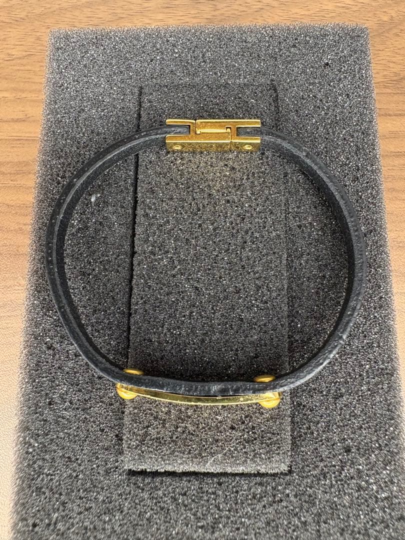 サンローラン　idプレートブレスレット　スムースレザー&メタル　ユニセックス　L