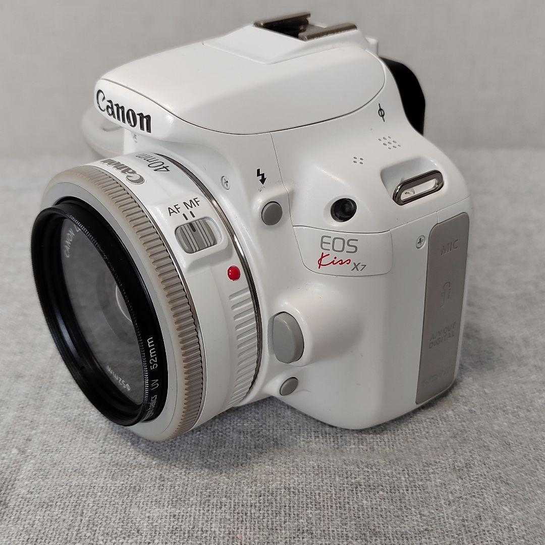 Canon EOS Kiss X7 ホワイト Wレンズ付き 軽量 カメラ女子