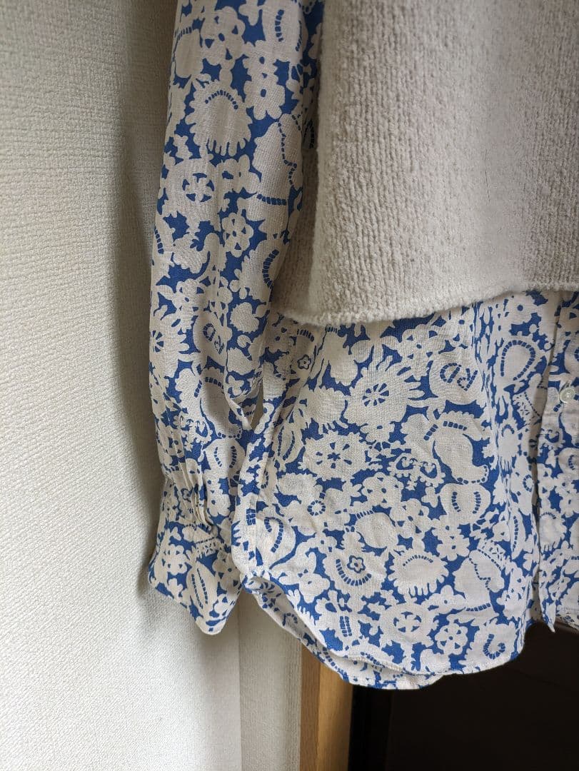 オールドマンズテーラー　モノトリックプリントラウンドカラーシャツ L