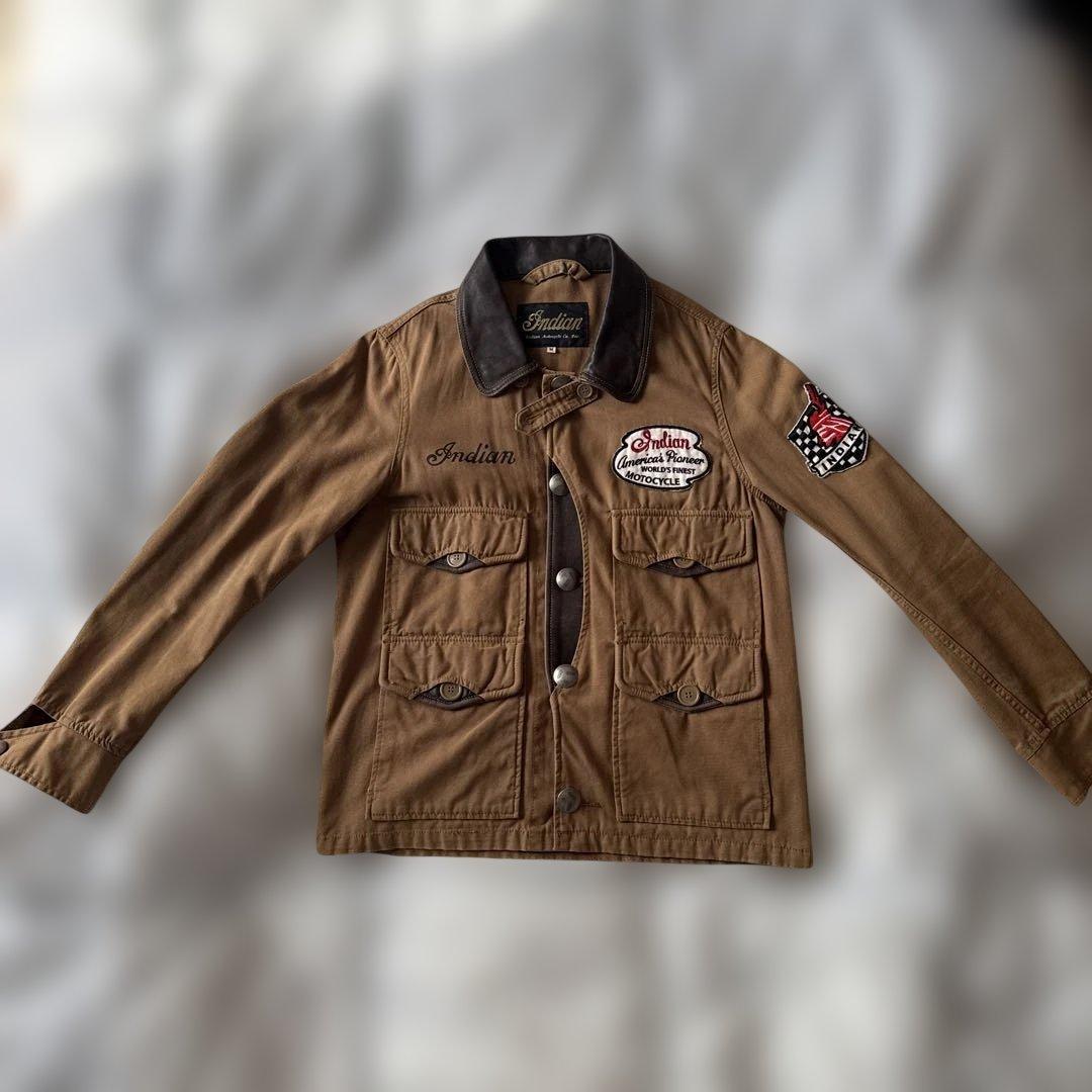 希少 Indian Motocycle ジャケット M レザー襟 刺繍