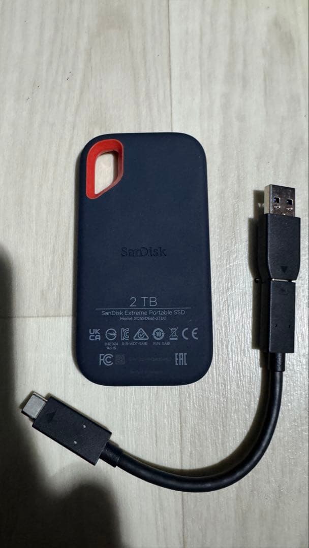 外付けハードディスク・ドライブ Sandisk Extreme Portable SSD 2TB