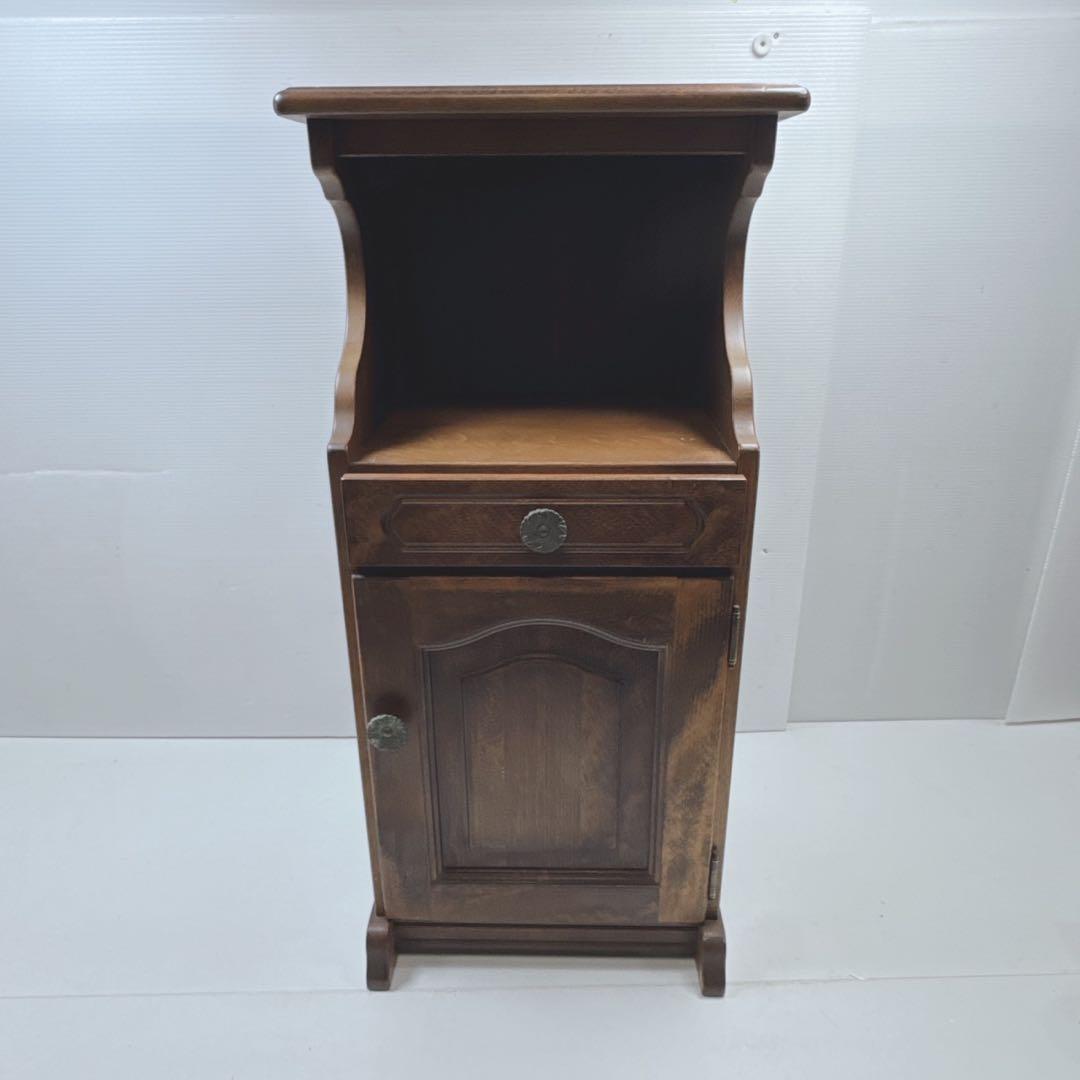 k1865 昭和レトロ カリモク コロニアル 木製コールキャビネット 電話台