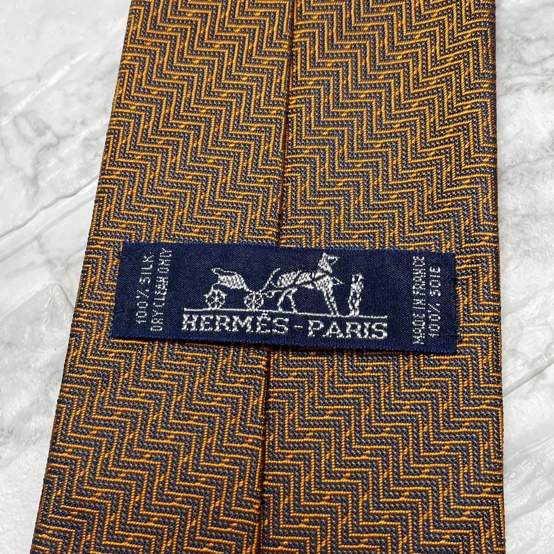 エルメス　HERMES ネクタイ　H オレンジ　ソリッドタイ　スーツ　シャツ