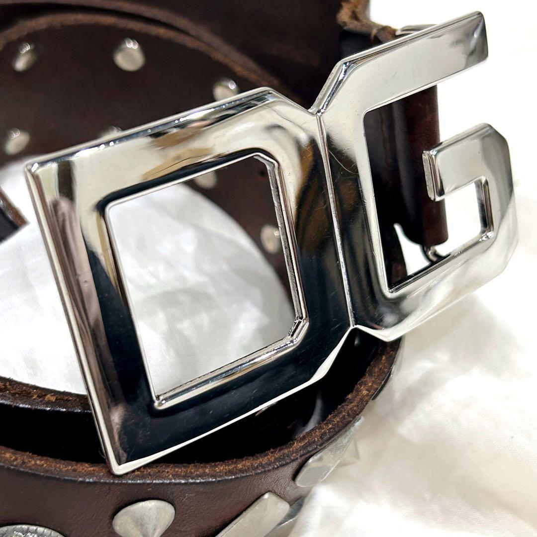 美品 希少✨ドルチェアンドガッバーナ デカロゴ ベルト シルバー レザー