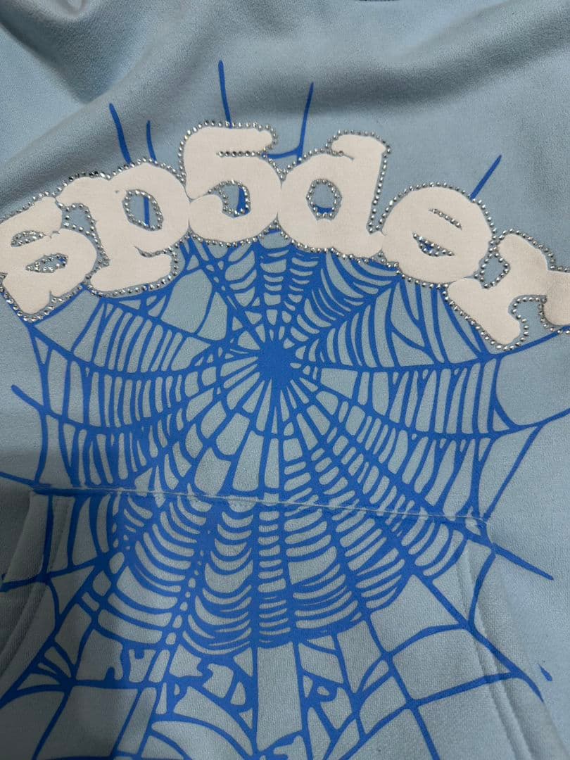 sp5der hoodie スパイダー パーカー 水色 正規品 希少Sサイズ