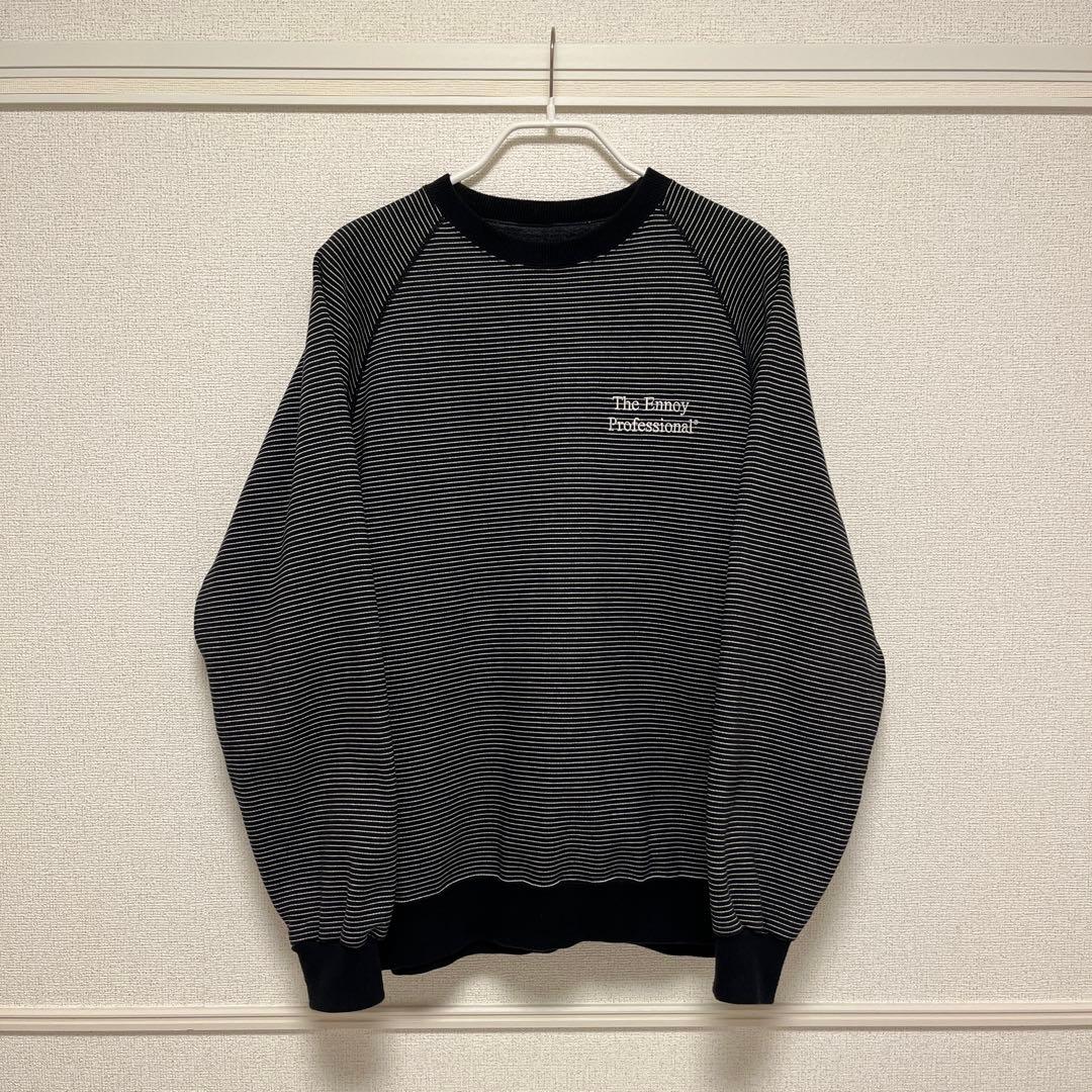 トップス 24AW ENNOY BORDER CREW NECK SWEAT BLACK