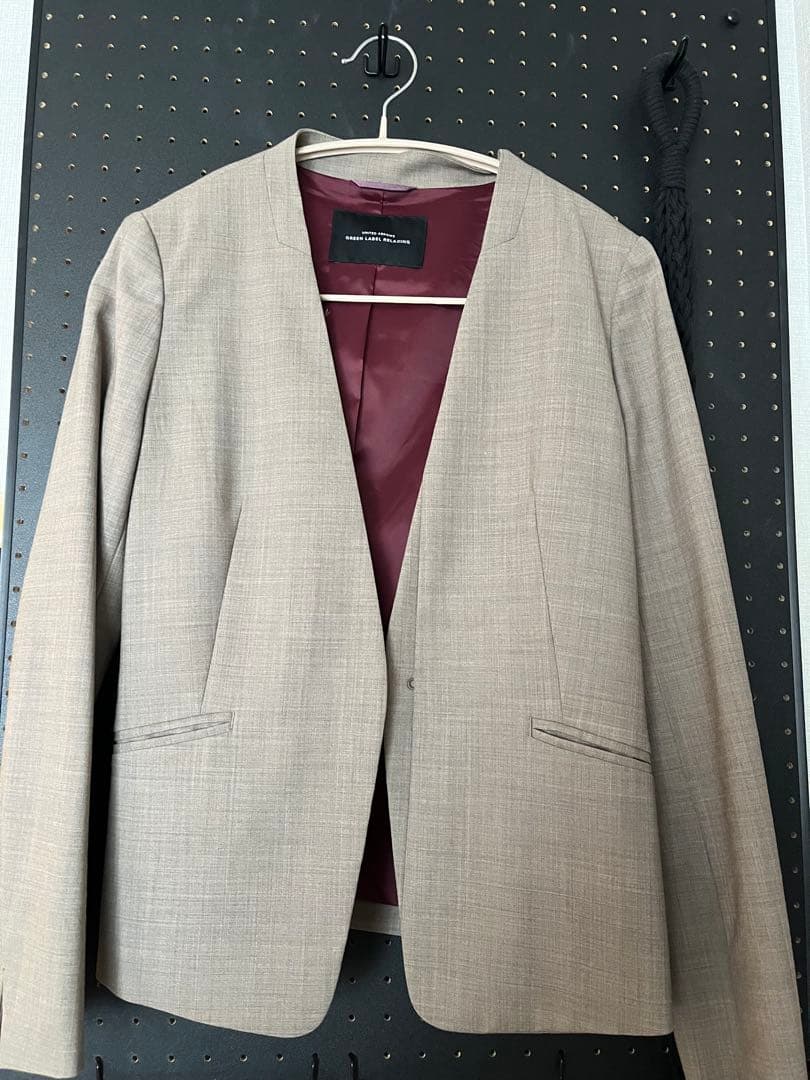 【美品即配】グリーンレーベルリラクシングセットアップ　ノーカラージャケットパンツ