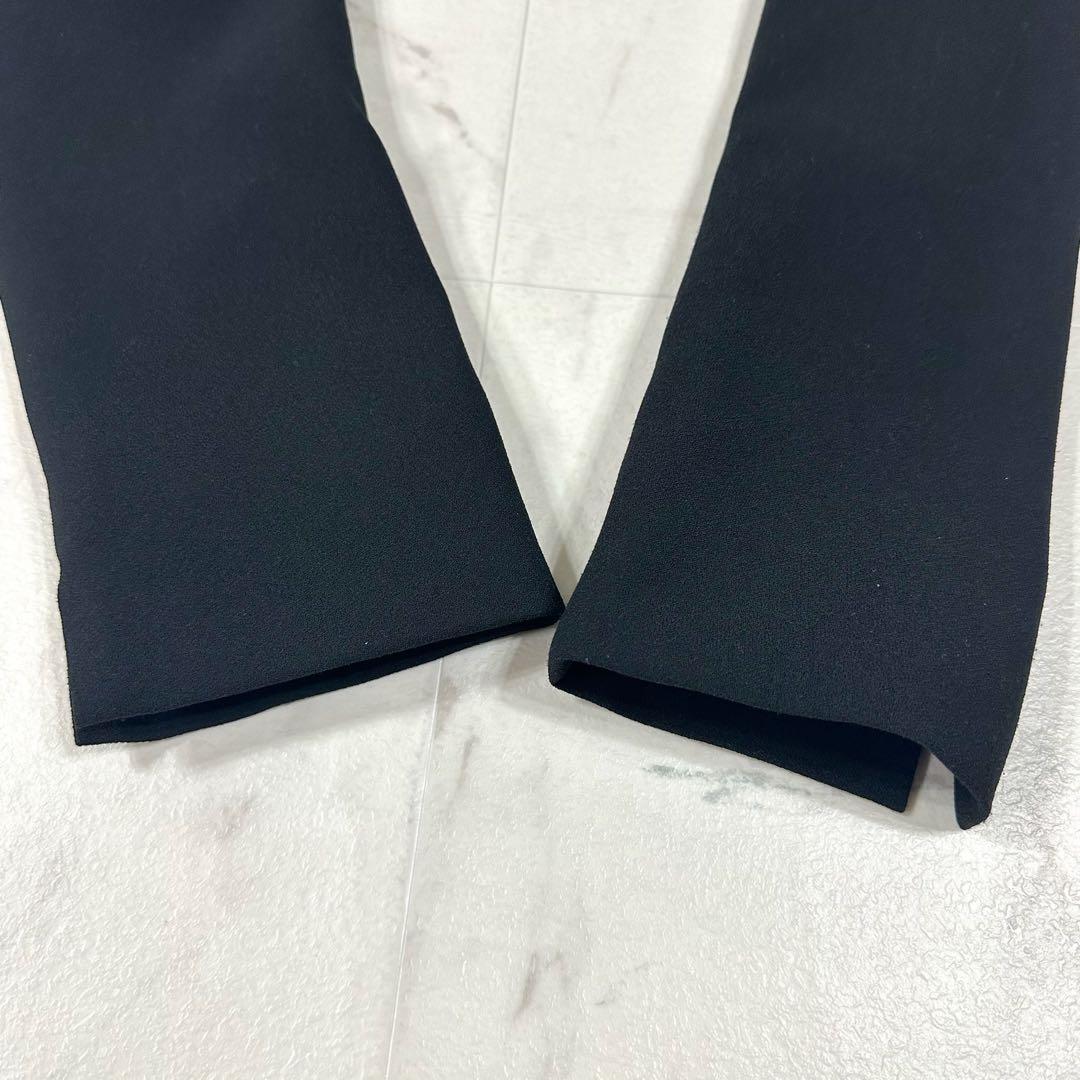 【美品】INDIVI ノーカラー　セットアップ ブラック　ストレッチ　L〜XL