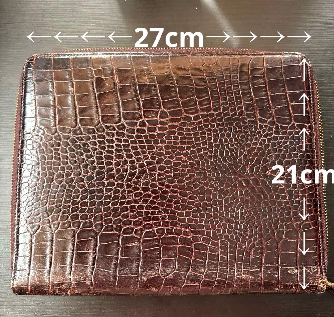 Smythson（スマイソン） クロコ型押しレザー ジップ付きiPadケース