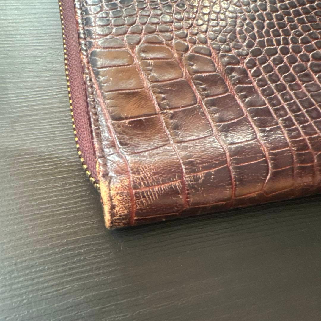 Smythson（スマイソン） クロコ型押しレザー ジップ付きiPadケース