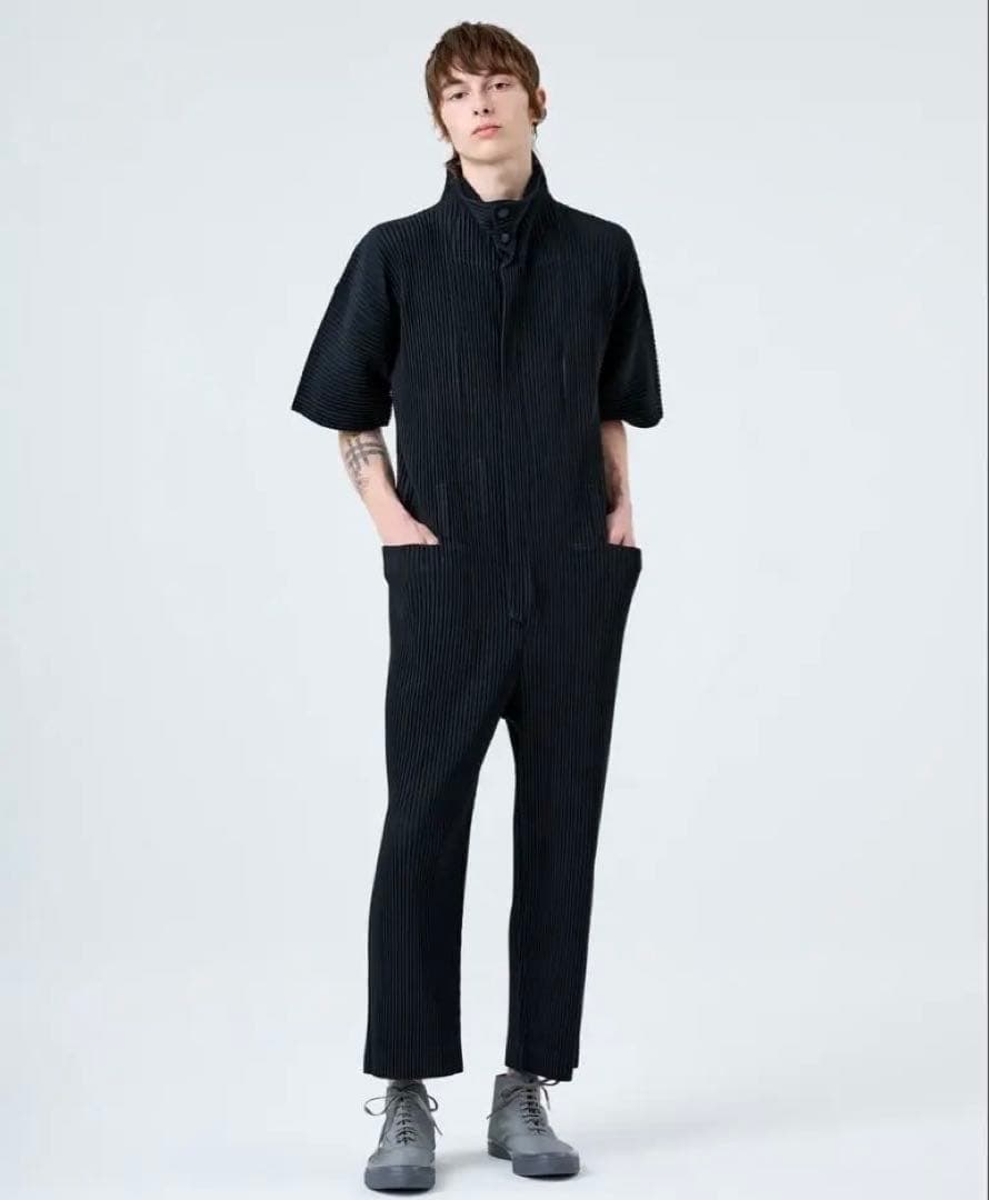 HOMME PLISSE PLEATS BOTTOMS ジャンプスーツ黒