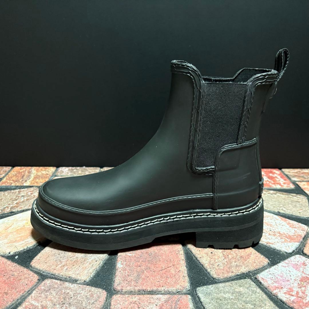ほぼ新品 ハンター　ショートブーツ　厚底 レインブーツ　25cm ブラック　黒