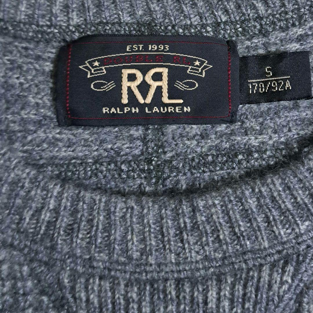 ダブルアールエル ワッフルニットセーター カシミヤ100% グレー Sサイズ