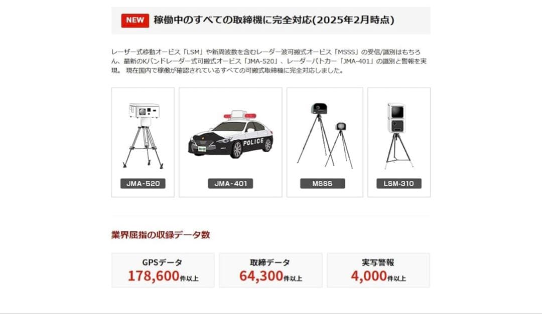 261325ユピテル セパレートタイプ レーザー&レーダー探知機 YPK-31T