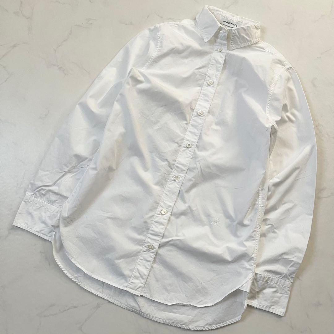希少02サイズ　マディソンブルー マダムシャツ　B刺繍　ホワイト