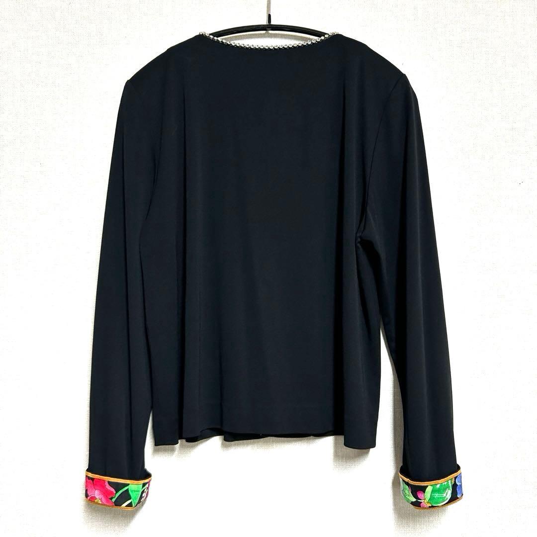 レオナール LEONARD カーディガン カンカン素材 ラインストーン ビジュー